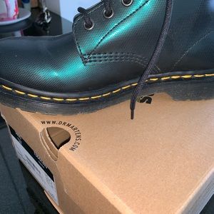 Dark green iridescent Dr. Martens